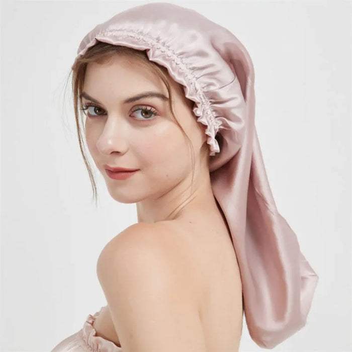 Silk Sleep Cap For Long Hair Soft Elastic Band