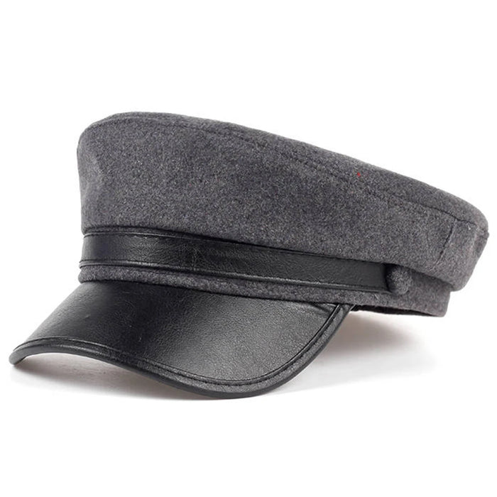 Stylish Unisex Leather Sailor Hat Navy Beret Cap For Spring & Autumn