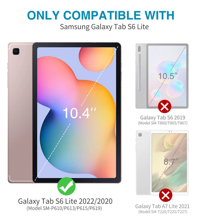 For Samsung Galaxy Tab S6 Lite 10.4 Inch 2024 Built-In Screen Protector Full Body Heavy Duty Shockproof Protective Tablet Case