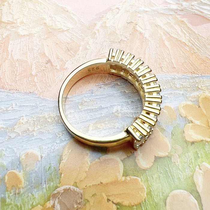 925 Sterling Silver Stunning Zircon Gold Ring Trend