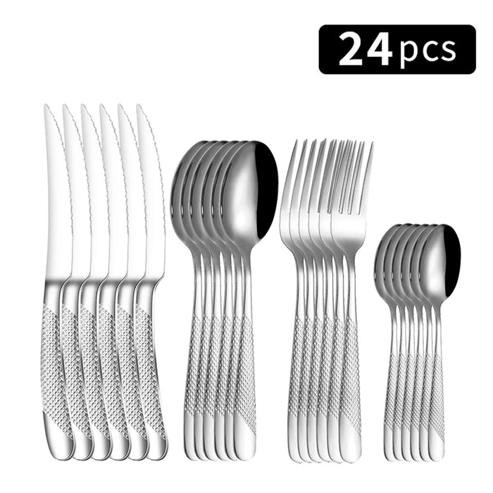 6/ 24 / 30 Piece High End Stainless Steel Star Diamond Cutlery Set