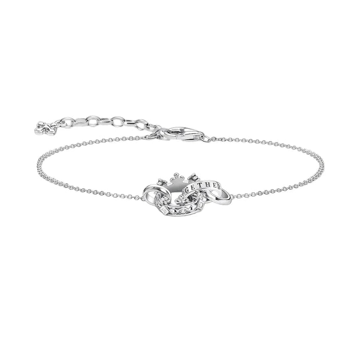 925 Sterling Silver Forever Together Crown Bracelet Romantic Gift
