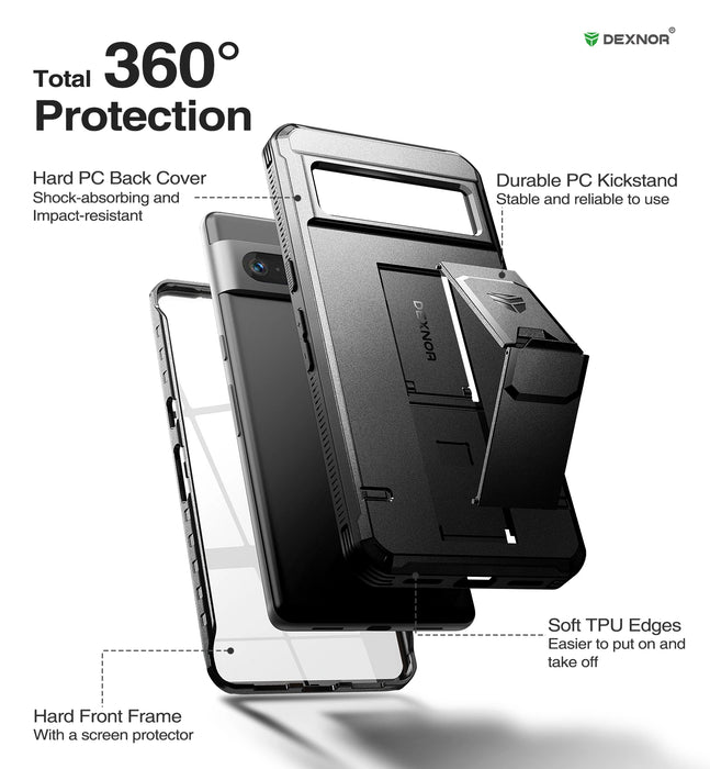For Google Pixel 7 Pro Bumper Military Grade Armor Shockproof Shell Full Body Case Holder With Built In Screen Protector