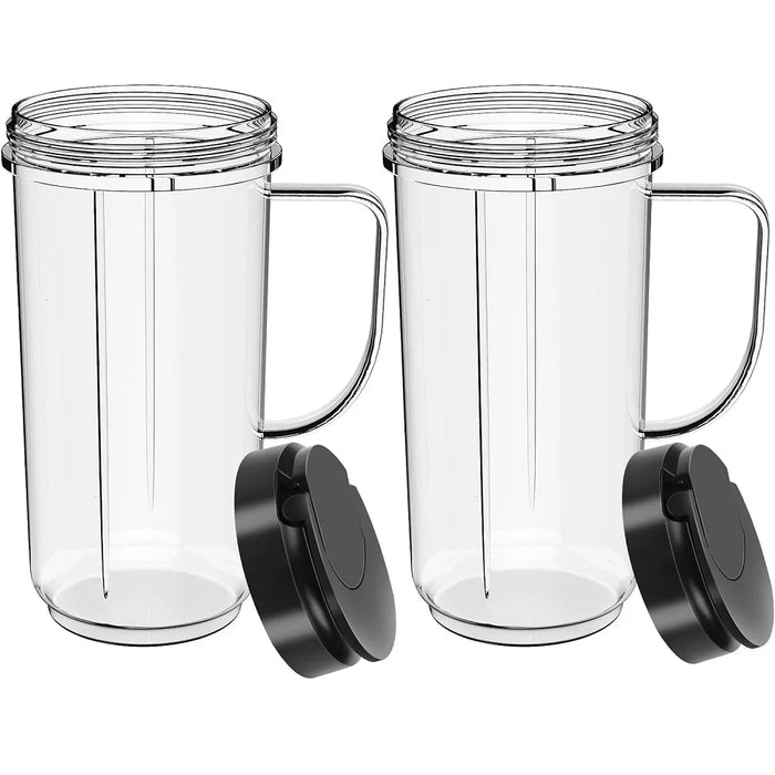 2 Pieces Tall 22Oz Cup With Flip Top To-Go Lid With Handle Compatible With Magic Bullet 250W Mb1001 Blender Juicer Mixer Accessories