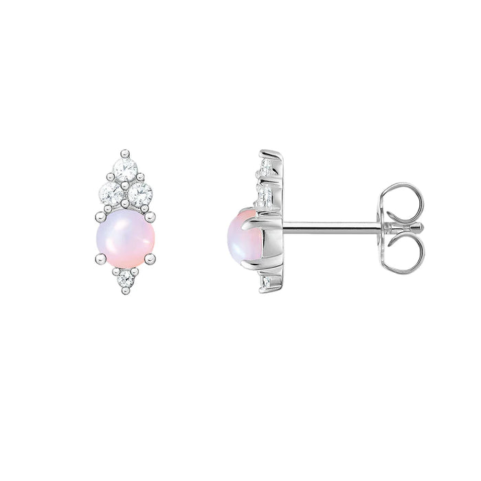 925 Sterling Silver Vintage Pink Stone Stud Earrings