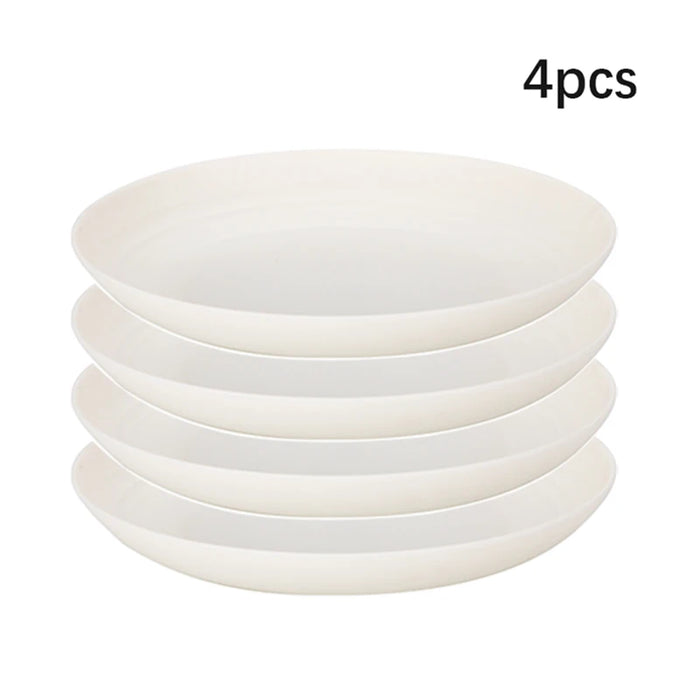 4 / 16 Piece White Plastic Tableware Set Plates Bowls Cups Fruit & Dessert