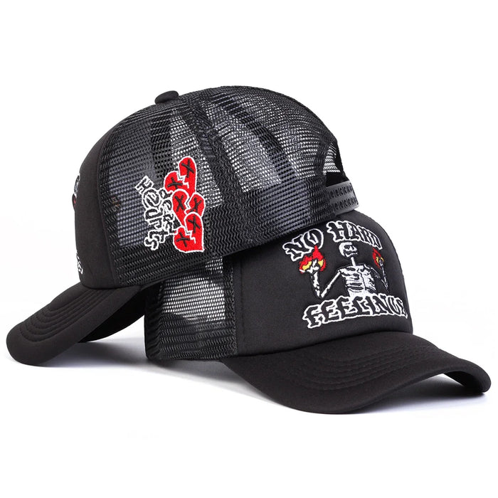Flame Skull Embroidered Baseball Cap Adjustable Sun Hat