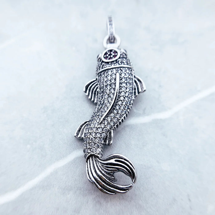 925 Sterling Silver Koi Fish Pendant Fashionable Lucky Jewelry For Men & Women