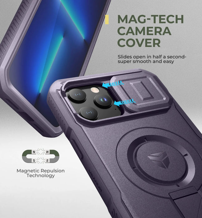 For Iphone 13 / 12 Pro Max Compatible Magsafe Case With Slide Camera Case Adjustable Kickstand Built-In Screen Protector