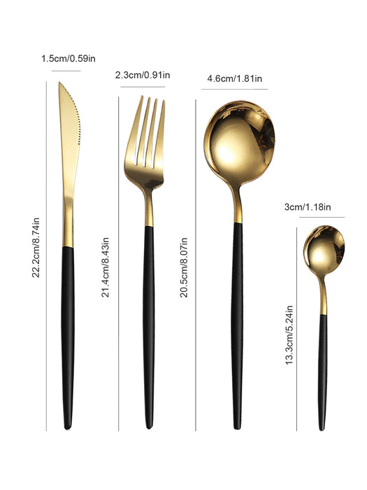 4 Piece Black Gold Stainless Steel Cutlery Set