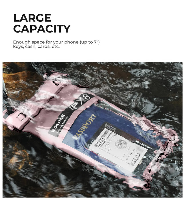 Ip68 Waterproof Phone Pouch 7.0 Inch With Adjustable Double-Hook Lanyard