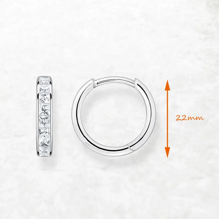 925 Sterling Silver Hinged Hoop Earrings With White Zircon Stones Romantic Gift For Women