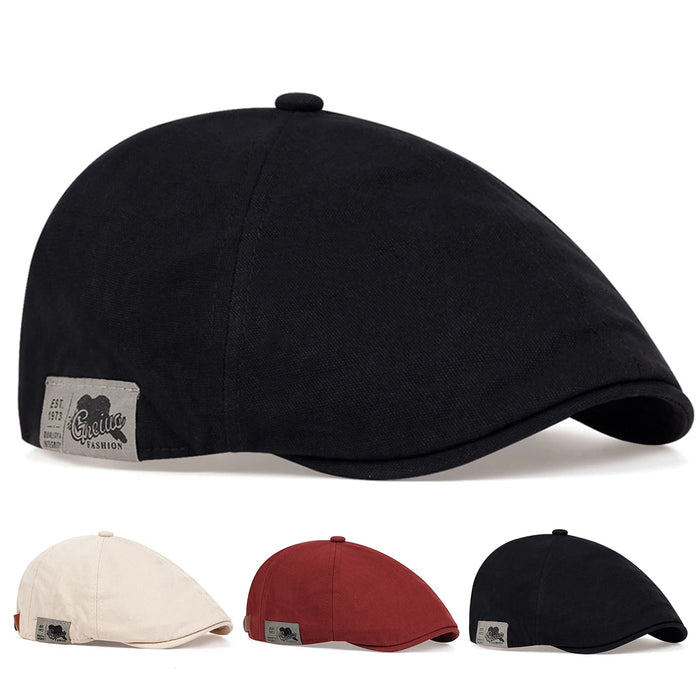 Men Side Letter Sticker Newsboy Cap Adjustable British Painter Hat For Spring And Autumn Hip Hop Beret Peaked Cap