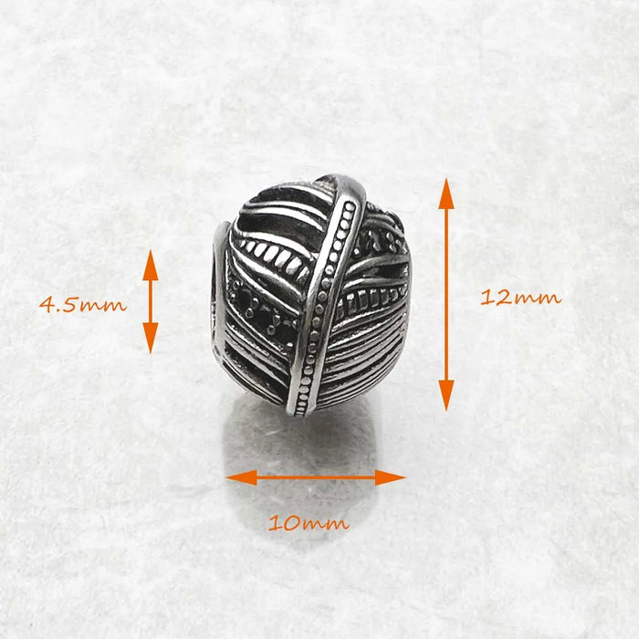925 Sterling Silver Feather Black Beads Winter Charms For Europe Karma Bracelets