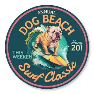 Dog Beach Surf Classic Sign Canine Surfing Event Decor