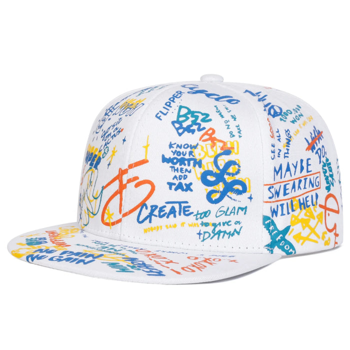88 Letter Graffiti Print Unisex Hip Hop Hat Adjustable Baseball Cap For Spring / Autumn