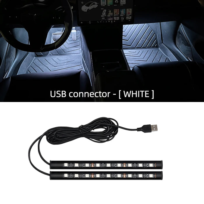 9 Led Car Interior Ambient Mood Foot Light Usb Decorative Atmosphere Lamp 12V