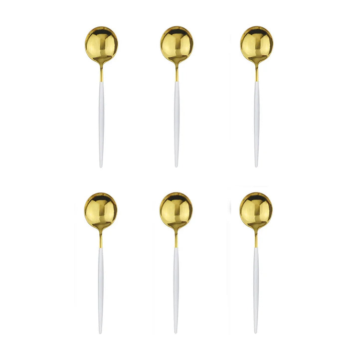 6 Piece Stainless Steel Mini Stirring Spoons For Coffee Tea Sauce Salt Sugar Black / Gold