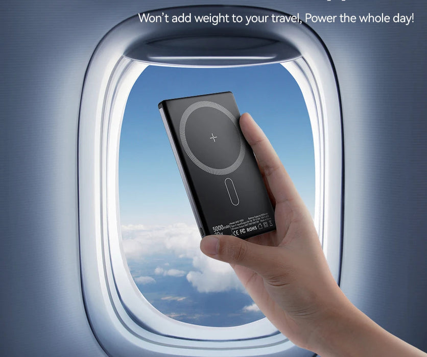 Pd 20W Magnetic Wireless Charging Bank 5000Mah External Battery Charger For Iphone 15 14 13 Pro Max Thin Charging Bank