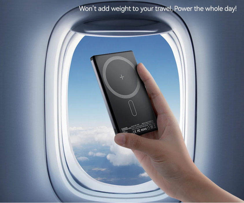 Pd 20W Magnetic Wireless Charging Bank 5000Mah External Battery Charger For Iphone 15 14 13 Pro Max Thin Charging Bank