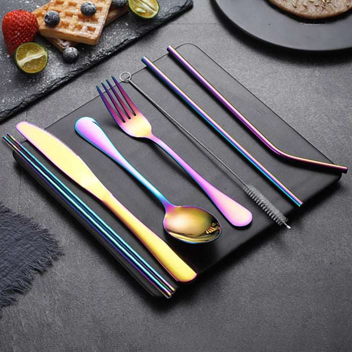 8 Piece Portable Cutlery Set For Outdoor Picnics Travel And Students