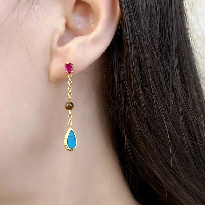 925 Sterling Silver Gold Plated Riviera Earrings Fine Jewelry For Women Autumn Collection