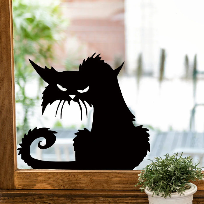 1 Self Adhesive Pvc Window Sticker For Home Decor Cold Black Cat Pattern