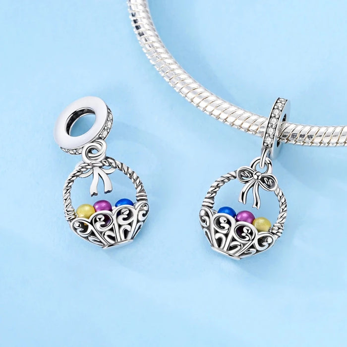 925 Sterling Silver Easter Egg Pendant Charm For Women Diy Jewelry