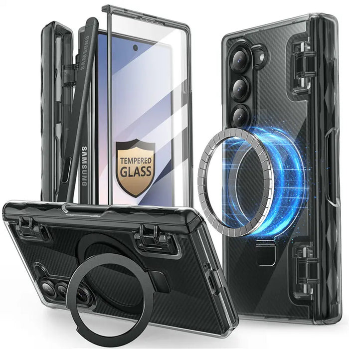 For Samsung Galaxy Z Fold 6 Cosmo Full Protective Hinge Protection Magnetic Case With Magsafe Stand & S Pen Holder