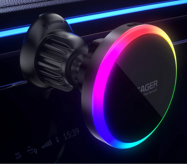 Qi 15W Magnetic Car Phone Holder Rgb Wireless Charger For Macsafe For Iphone 16 15 Samsung Universal Phone Holder Stand