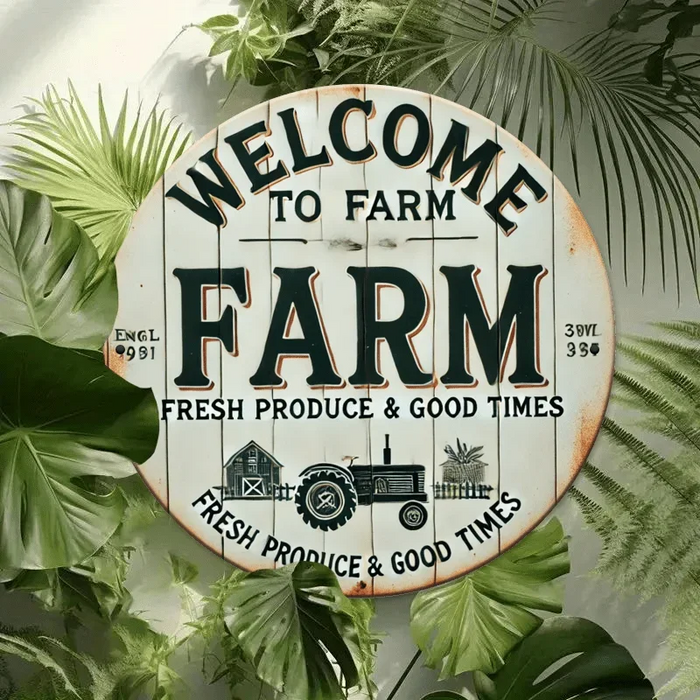 Rustic Wooden Welcome Sign 7.87 Inch Round Door Decor For Home & Office