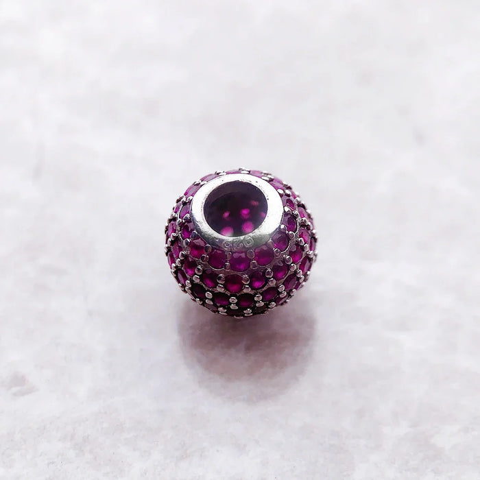 925 Sterling Silver Romantic Pave Beads Rose Stone Diy Jewelry Accessory For Women