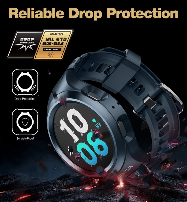 For Samsung Galaxy Watch 4 5 Band With 44Mm Case Rugged Military Grade Shockproof Uni-Body Design Case