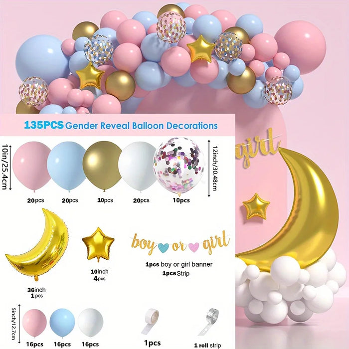 135Pcs Welcome Party Balloon Chain Garland Wrap Set Birthday Gender Reveal Party Anniversary Party Live Decor Interior Decor