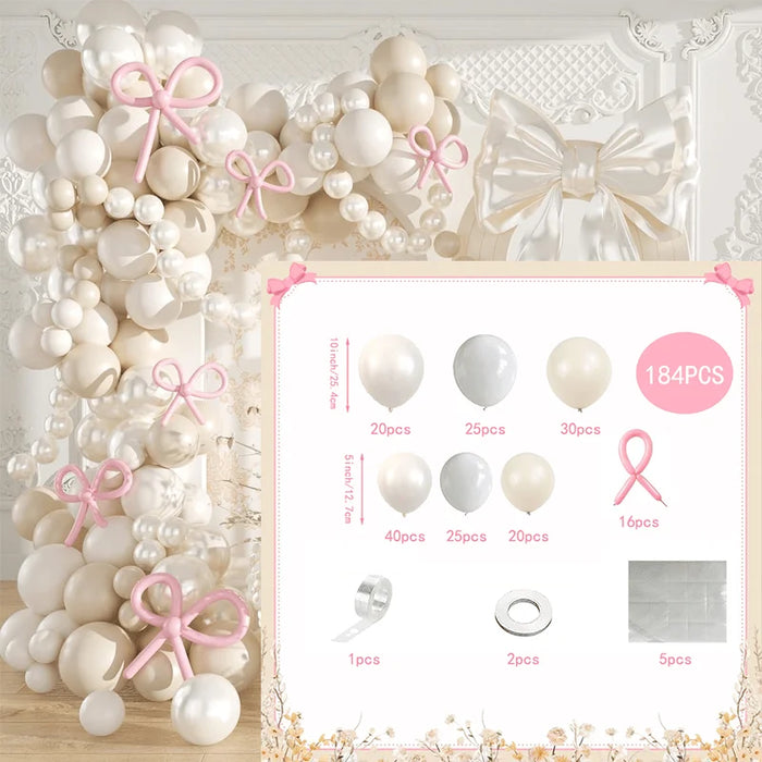 184Pcs Pearl White Balloon Garland Arch Set Suitable For Wedding Bride Birthday Engagement Bachelorette Party Decoration