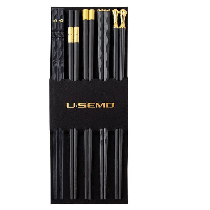 5 Pairs Stainless Steel Asian Chopsticks Set