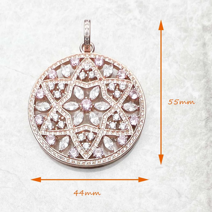 925 Sterling Silver Rose Gold Flower Pendant Love Jewelry For Women