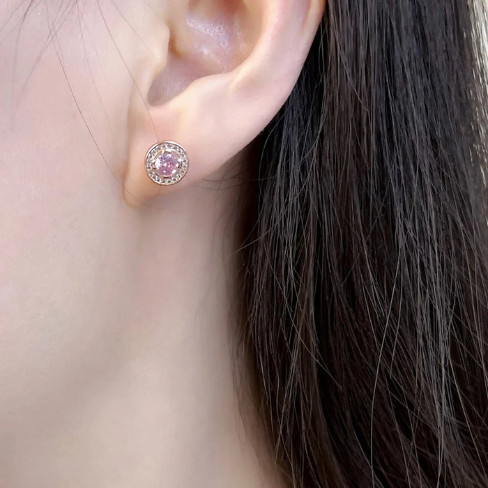 925 Sterling Silver Pink Luna Stud Earrings For Women