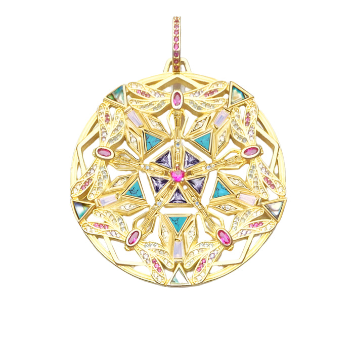 925 Sterling Silver Dragonfly Kaleidoscope Pendant Jewelry For Women