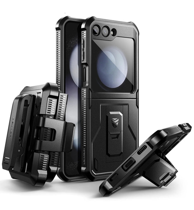 For Samsung Galaxy Z Flip 5 5G 2023 Belt Clip Rugged Shockproof Bumper Protective Holster Case With Foldable Kickstand
