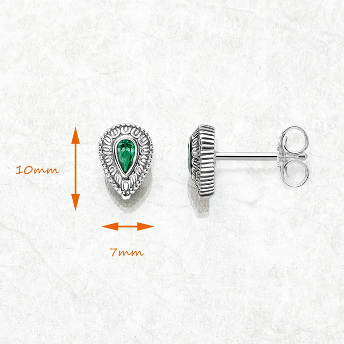 925 Sterling Silver Green Drip Tear Down Earrings