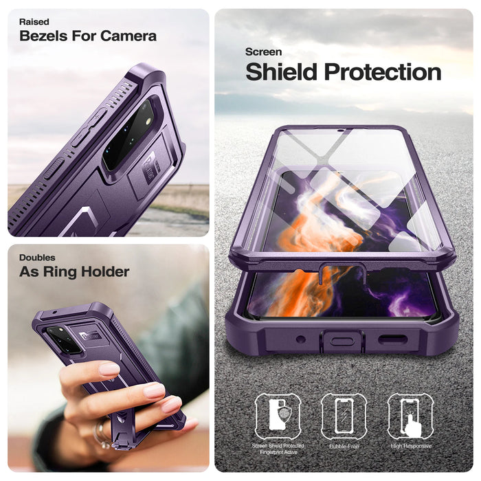 For Samsung Galaxy S20+ 5G 6.2 Inch With Built In Screen Protector Heavy Duty Protection Shockproof Kickstand Case