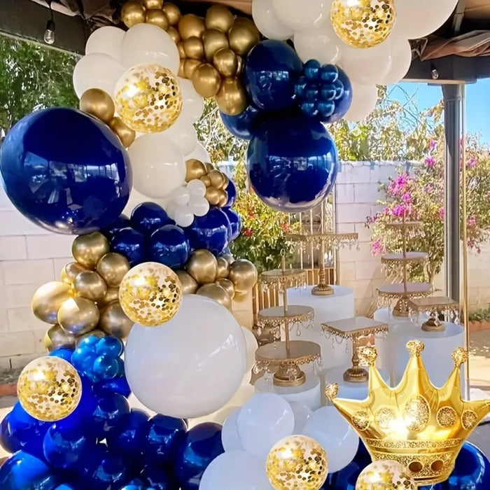 149Pcs Blue Gold Balloon Arch Garland Set Crown Foil Balloon Birthday Party Anniversary Graduation Decoration Supplies