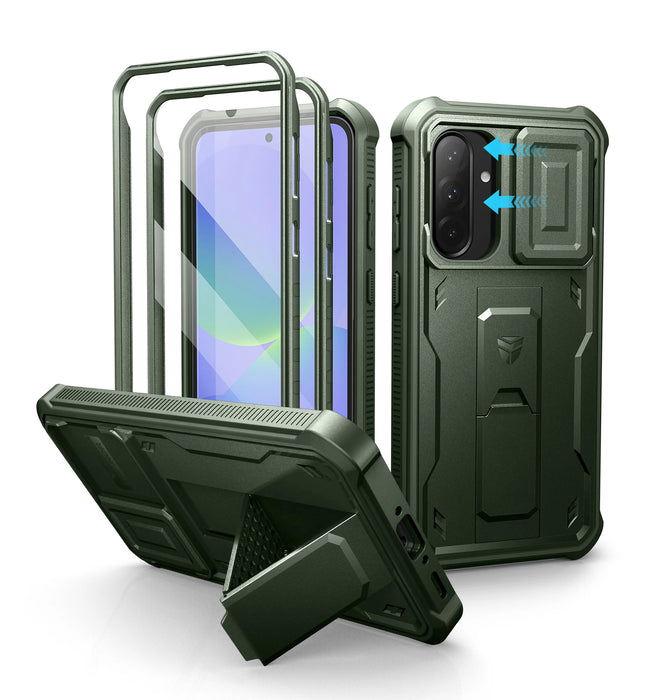 For Samsung Galaxy A36-5G Heavy Duty Military Grade Protection Shockproof Holder With Bulit-In Magnetic Slide Camera Case