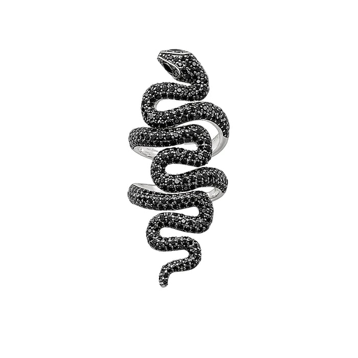 925 Sterling Silver Vintage Black Snake Ring Women