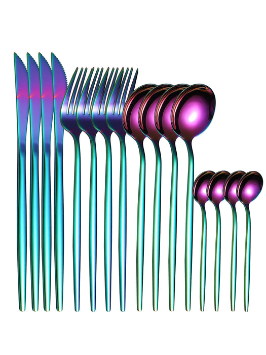 16 Piece Stainless Steel Cutlery Set With Gold Finish