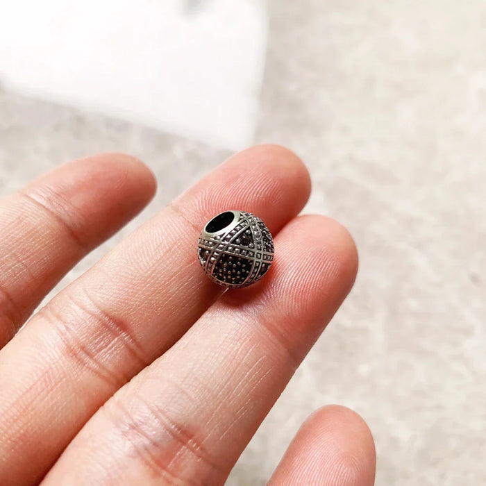 925 Sterling Silver Champagne Cz Beads Charms For Karma Jewelry