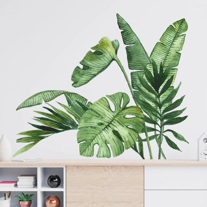 Tropical Green Turtle Leaf Wall Stickers For Room Decor Realistic & Stylish