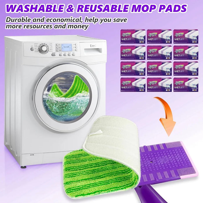 5 Pieces Reusable Mop Pads Compatible With Swiffer Wetjet Mops Wet Dry Head For Swiffer Wet Jet Mop Hardwood Floor Cleaning Green