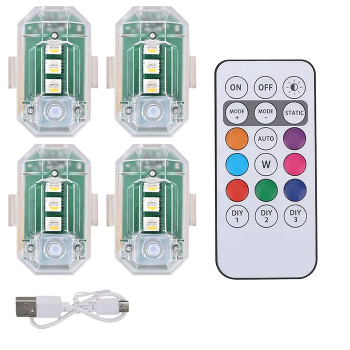 Wireless Rgb Led Strobe Lights 7 Colours Usb Charging Remote Control